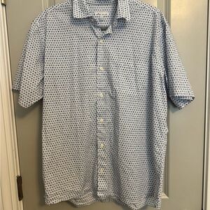 Peter Millar White and Blue Geometric Shirt